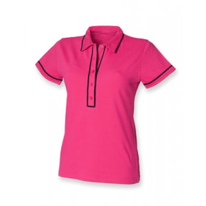 Ladies Contrast Piped Stretch Polo Shirt