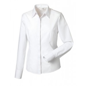 Ladies Long Sleeve PolyCotton Easy Care Fitted Poplin Shirt