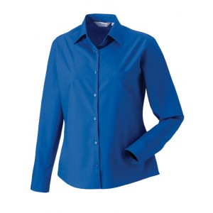 Dames Pure Cotton Easy Care Poplin Shirt met Lange mouwen